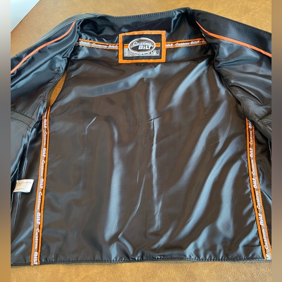 Custom Bilt Button Down Black Leather V-Neck Motorcycle Biker Vest - Picture 4 of 14